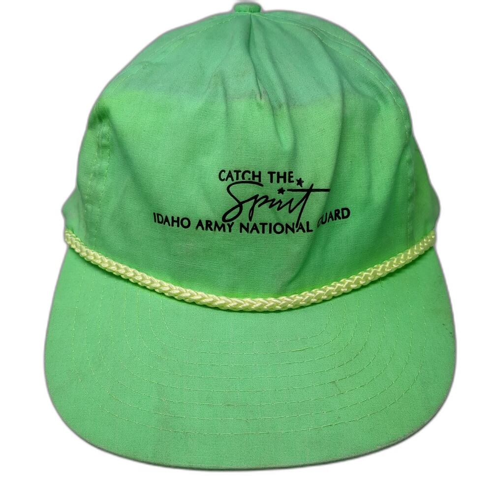 Nissin Cap 5 Panel Green One Size Idaho Army National Guard Hat Rope Snapback